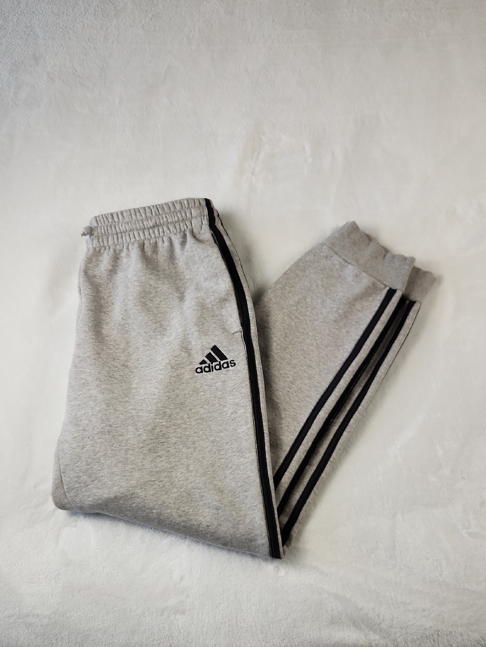 Adidas Gray Sweatpants with Black Side Stripes Men's Size Medium